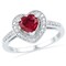 Gem And Harmony 1.10 Carat (ctw) Lab Created Ruby Heart Ring in Sterling Silver